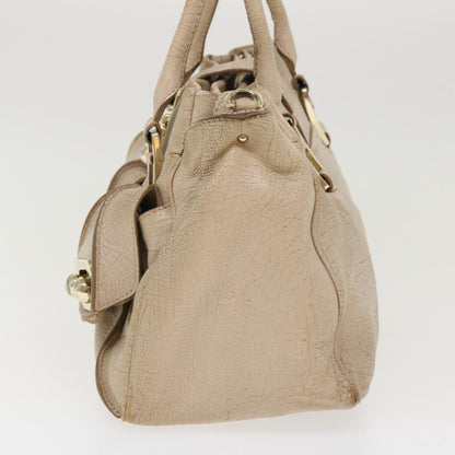 Luxury CELINE Hand Bag Leather 2way Beige 39619