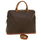 Luxury CELINE Macadam Canvas Boston Bag PVC Leather 2way Brown 39945
