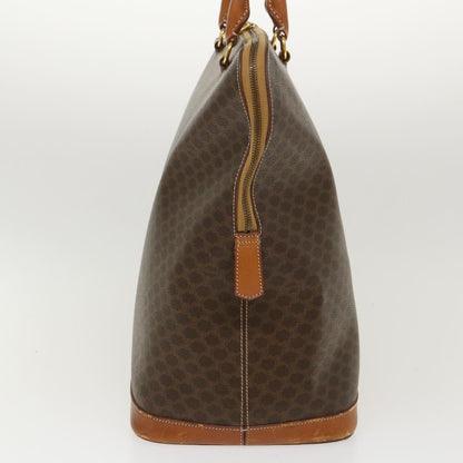 Luxury CELINE Macadam Canvas Boston Bag PVC Leather 2way Brown 39945