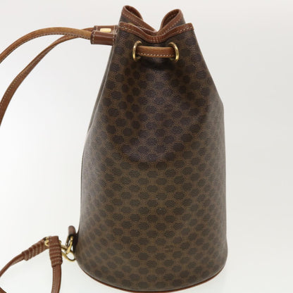 Luxury CELINE Macadam Canvas Shoulder Bag PVC Leather Brown 39946