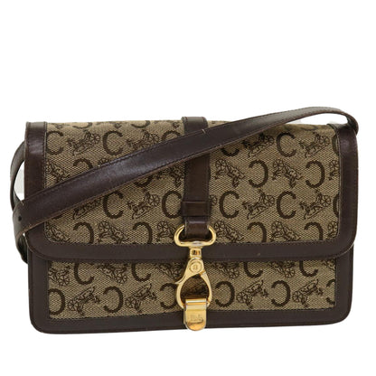 Luxury CELINE C Macadam Canvas Horse Carriage Shoulder Bag Brown 39949