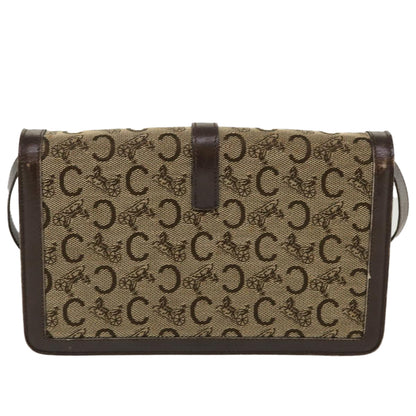 Luxury CELINE C Macadam Canvas Horse Carriage Shoulder Bag Brown 39949