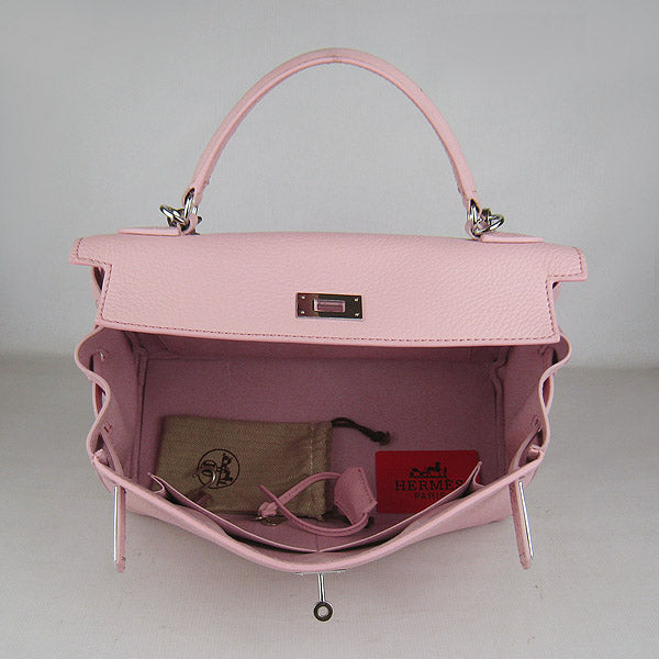 Luxury Hermes Kelly 32Cm Togo Leather Handbag 6108 Pink Silver