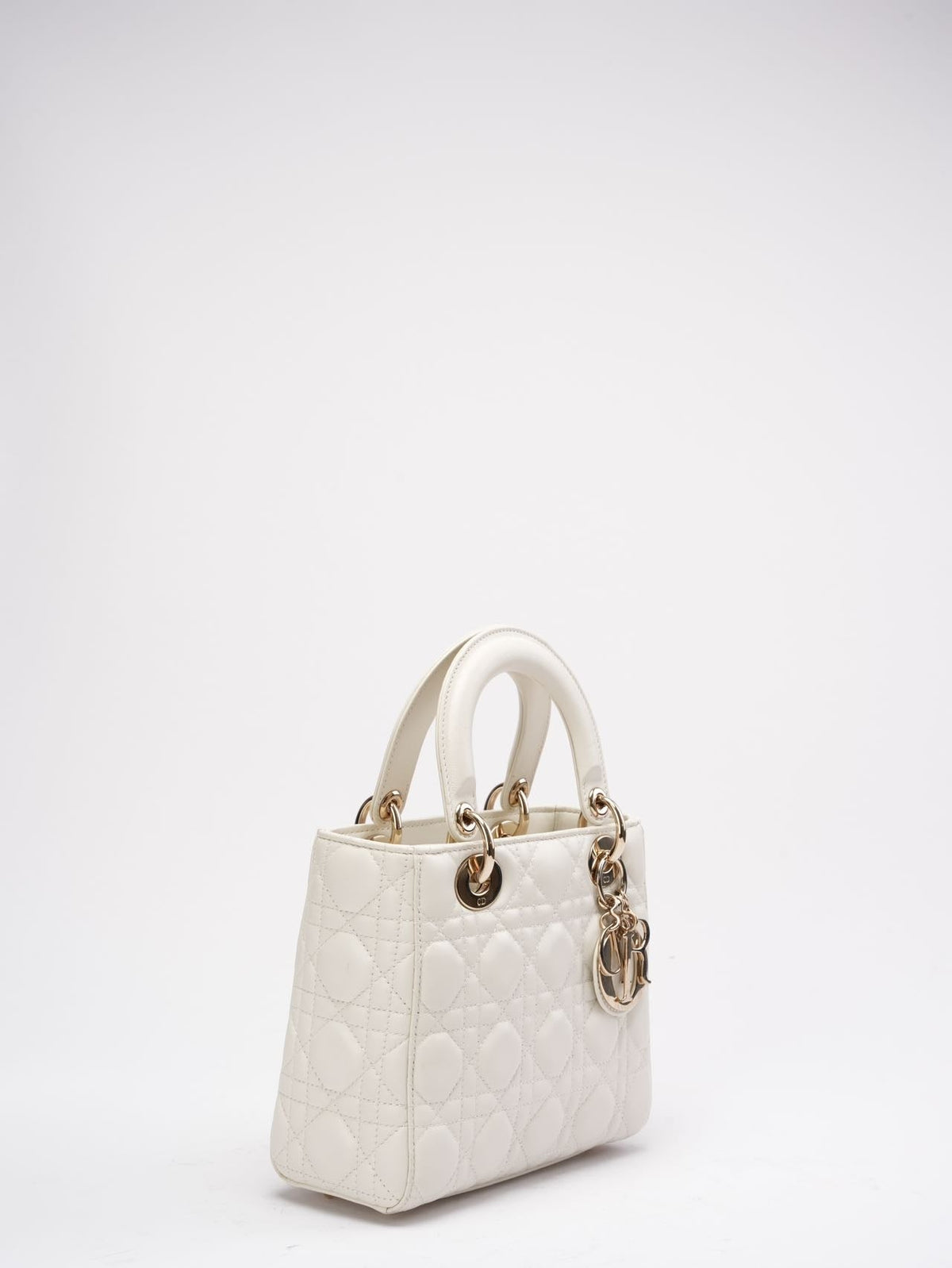 Christian Dior White Small Lady Dior Bag In Cannage Lambskin 2017 Rovelle Bags