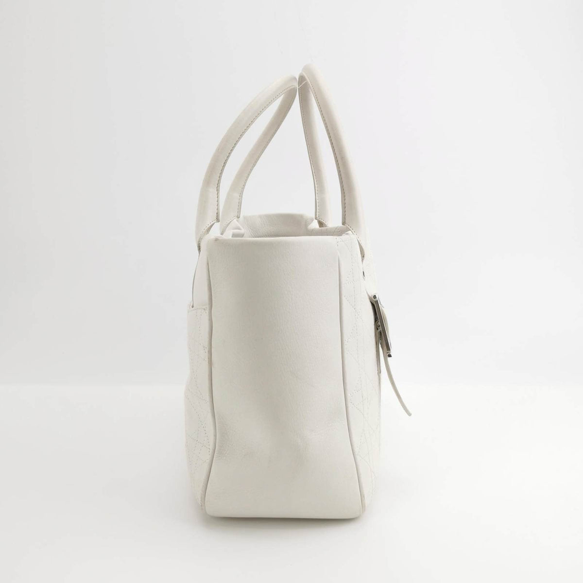 Dior Cannage Leather Tote Bag White 2005 with Silver Hardware Rovelle Bags