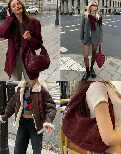 Bottega Veneta Belly Hobo Intrecciato Burgundy Ancora Red Large 50cm