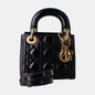 Lady Dior Mini Black Patent Leather handbag with gold hardware Leather Strap Rovelle Bags
