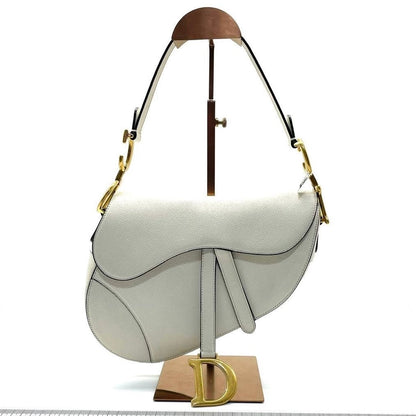 Dior Saddle White Medium Grained Leather Handbag Rovelle Bags