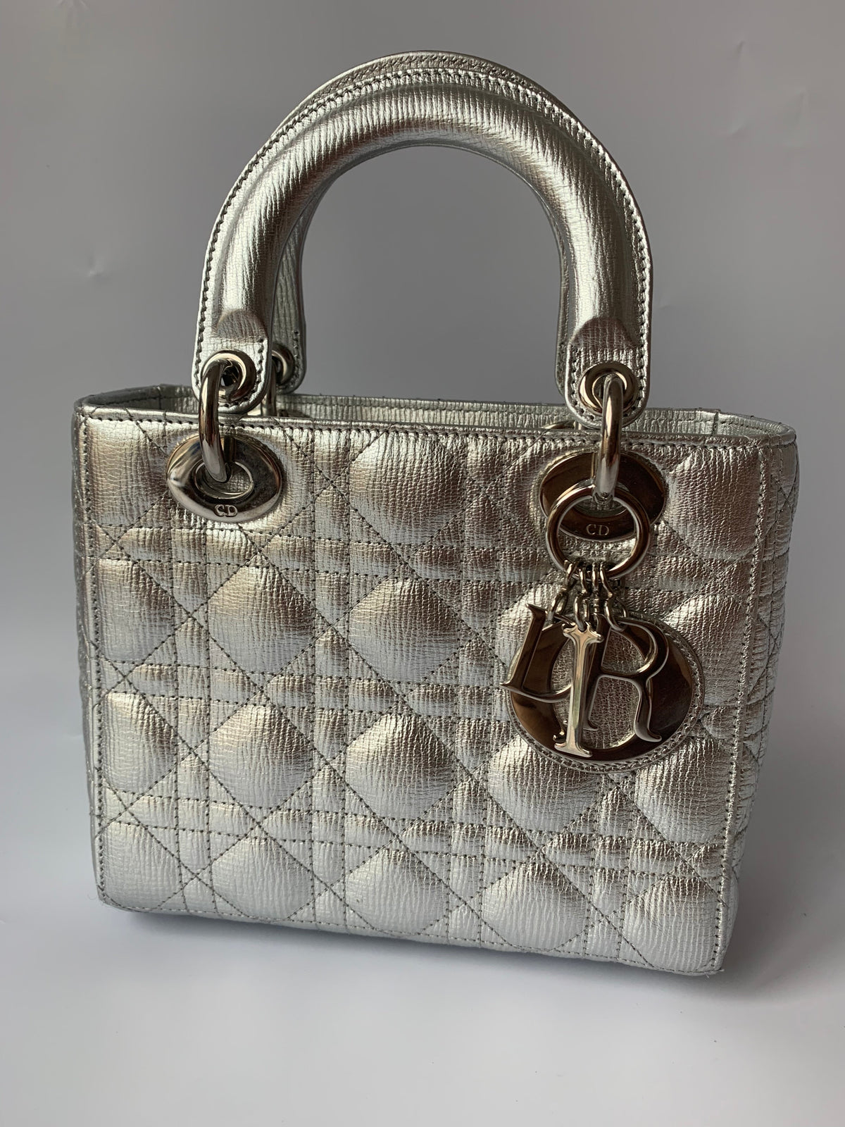 Lady Dior ABCdior Small Silver Cannage Lambskin Handbag Rovelle Bags