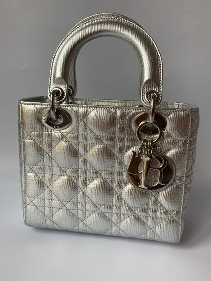 Lady Dior ABCdior Small Silver Cannage Lambskin Handbag Rovelle Bags