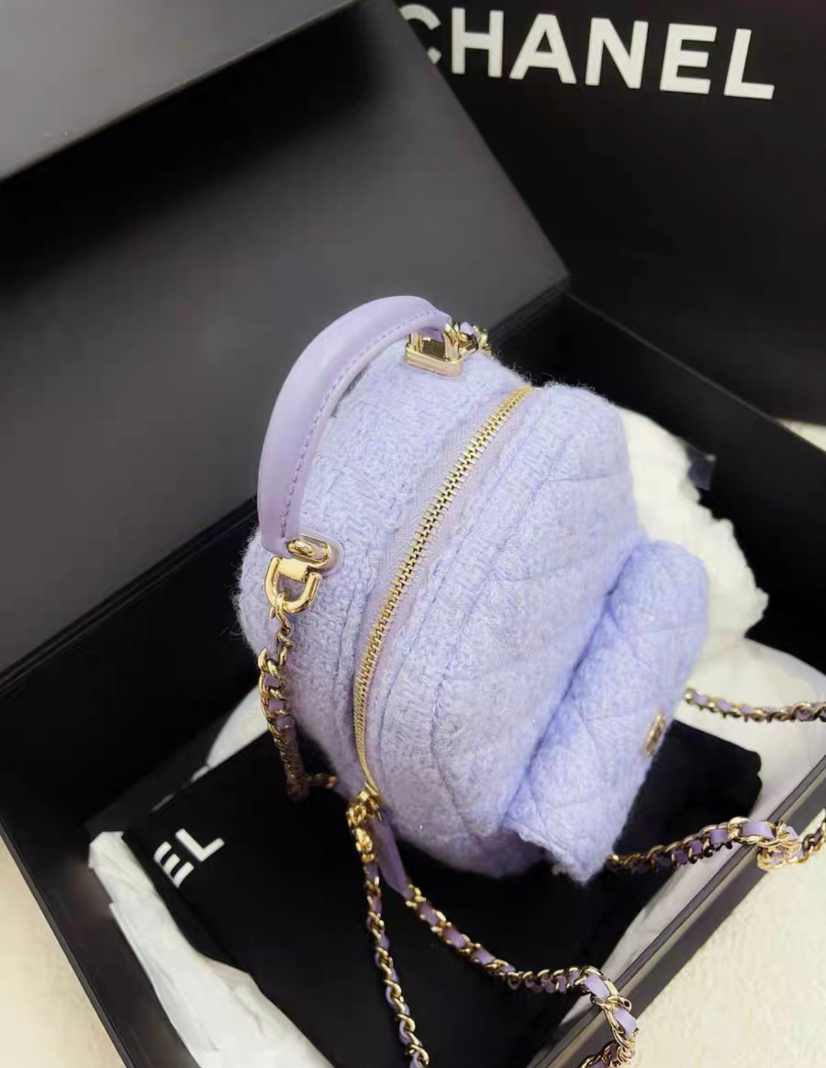 Chanel Luxury Tweed Gold Backpack Rovelle Bags