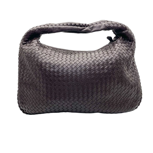 Bottega Veneta Intrecciato Hobo Bag Medium Chocolate Brown Lambskin leather 48cm