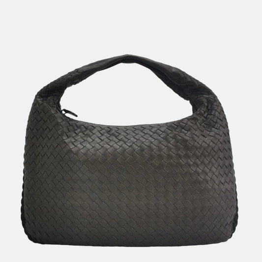 Bottega Veneta Intrecciato Hobo Bag Medium Dark Chocolate Brown Lambskin leather 40cm