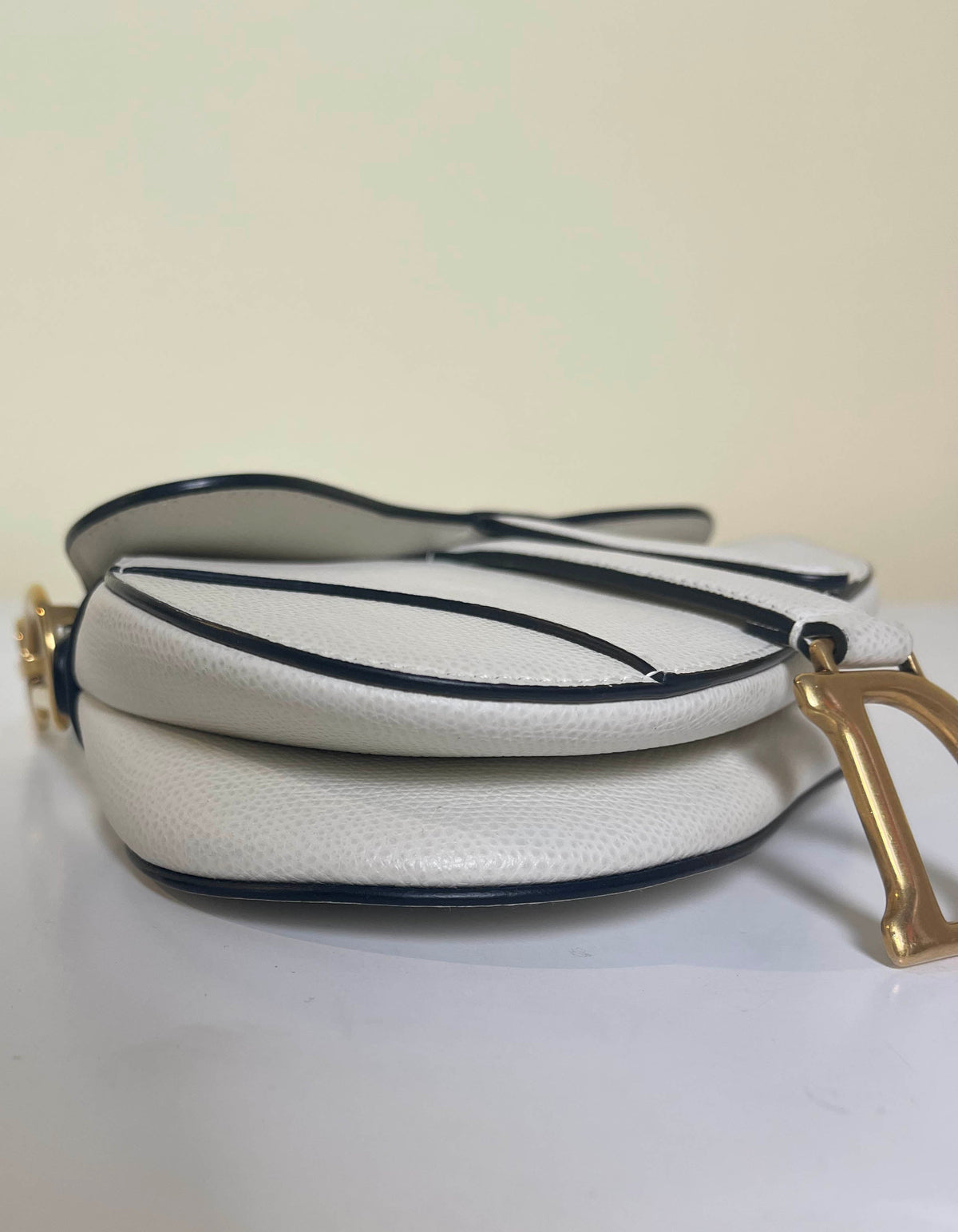 Dior White Grained Calfskin Leather Mini Saddle Bag Rovelle Bags