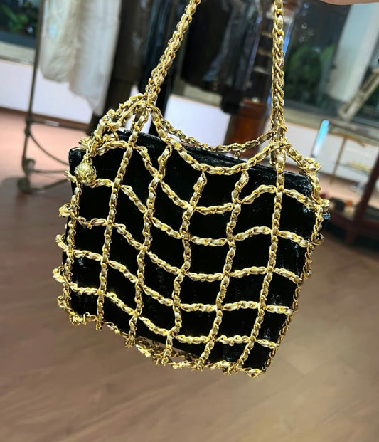 Chanel Timeless Satin Black Clutch Rovelle Bags