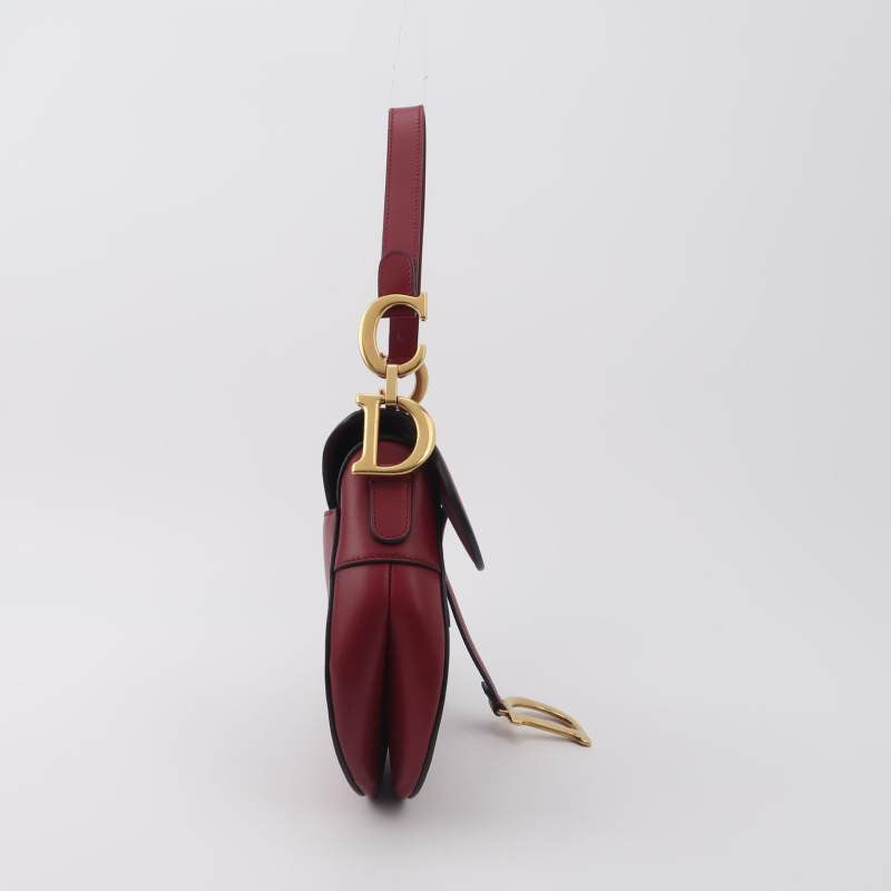Dior Saddle Shoulder Bag Medium Red Smooth Leather Gold Hardware Rovelle Bags