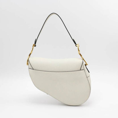 Dior Saddle Medium White 2019 Grained Leather Handbag Rovelle Bags