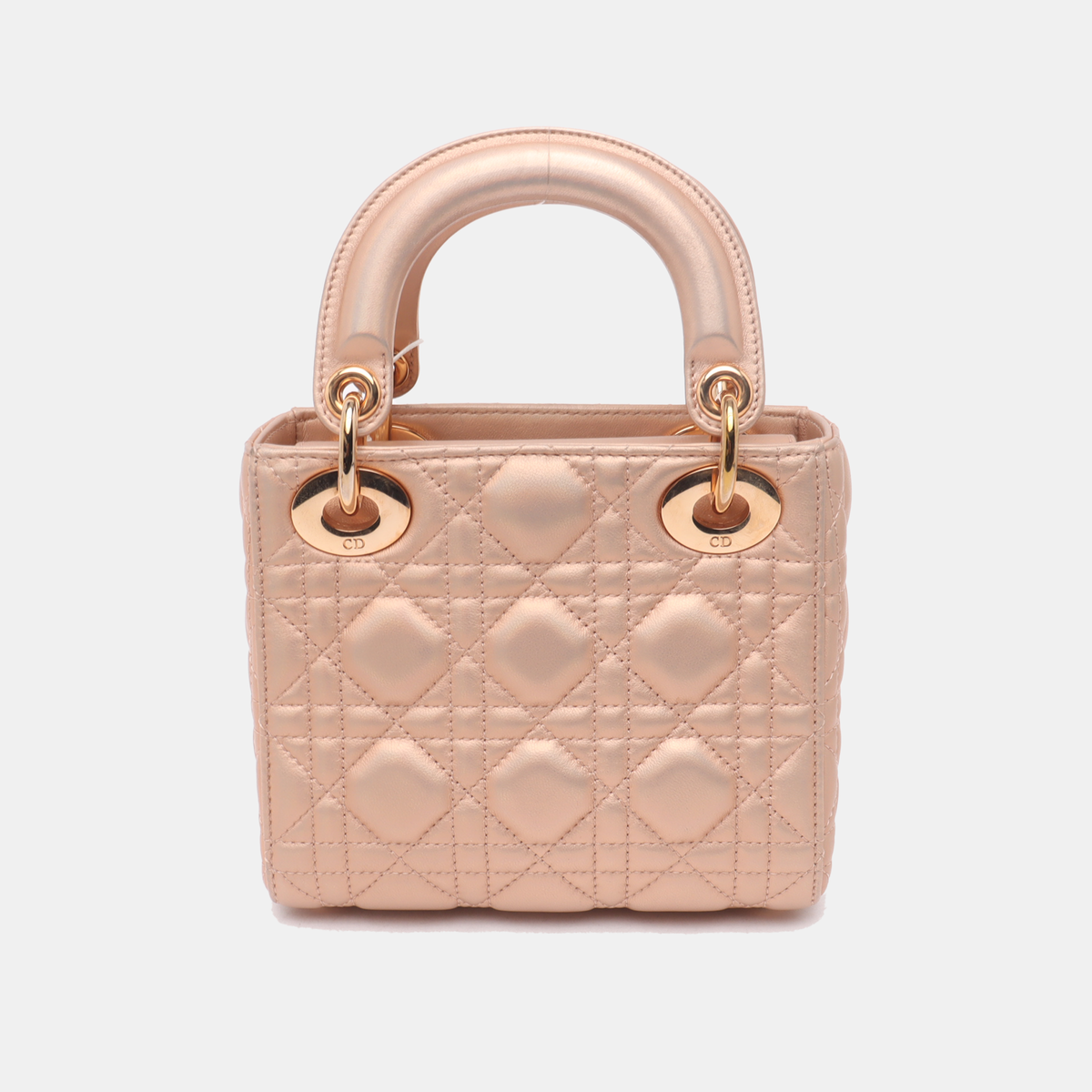 Lady Dior Mini Pink Irediscent and Metallic Cannage Lambskin Handbag Rovelle Bags