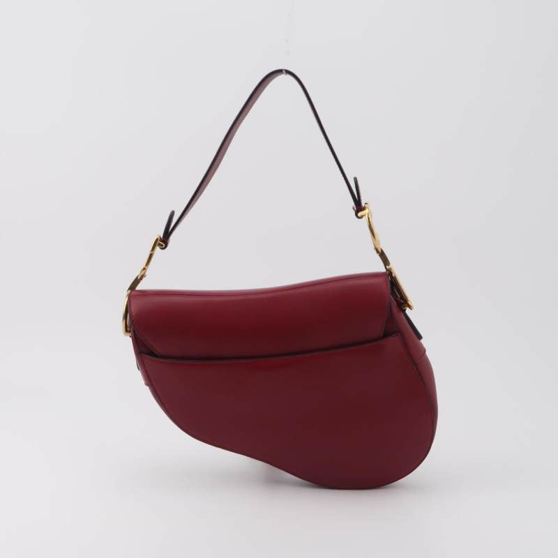 Dior Saddle Shoulder Bag Medium Red Smooth Leather Gold Hardware Rovelle Bags
