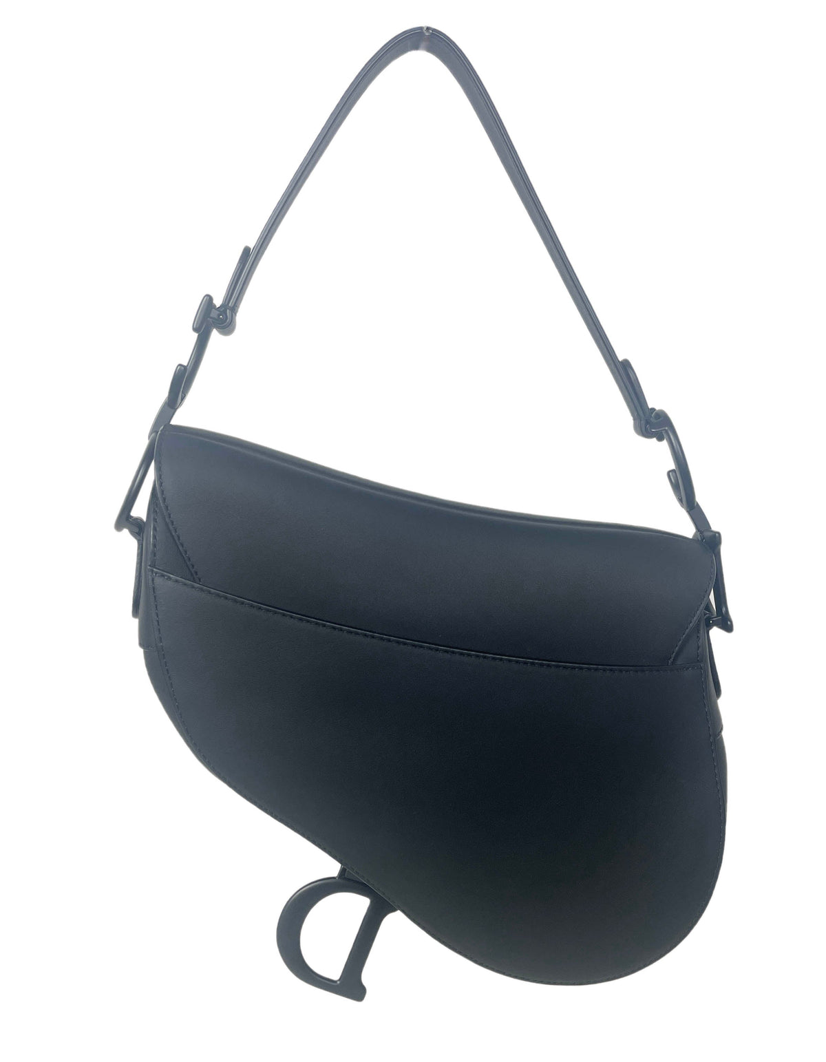 Christian Dior Black On Black Ultramatte Calfskin Leather Saddle Bag Rovelle Bags