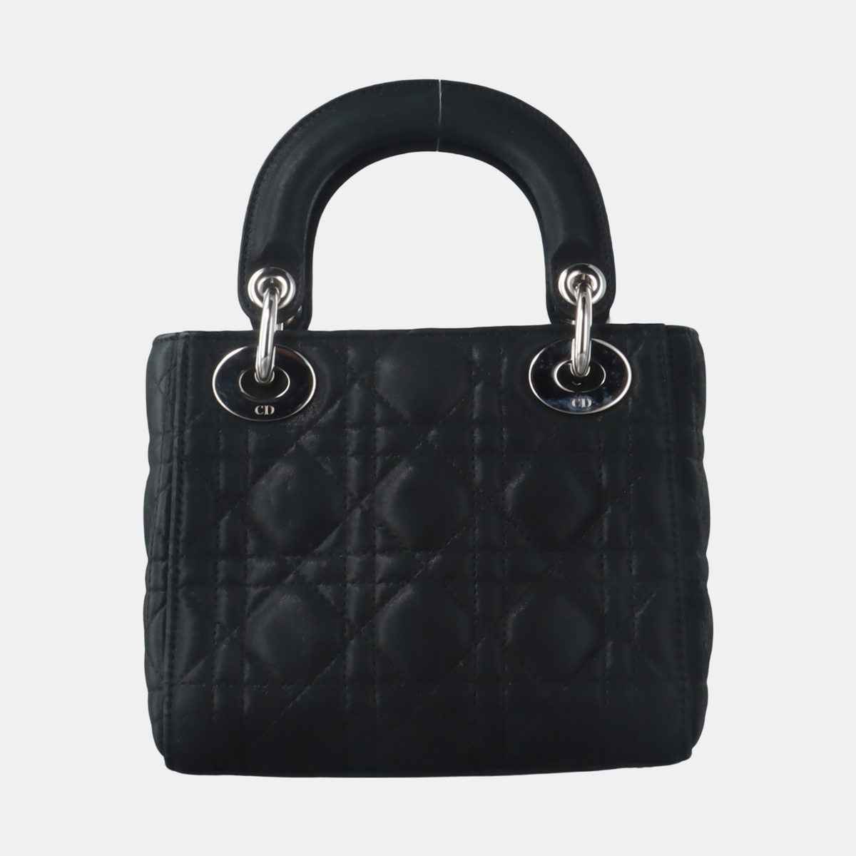 Lady Dior Mini Black Nubuck Aged Lambskin Leather handbag with silver hardware Chain Strap Rovelle Bags