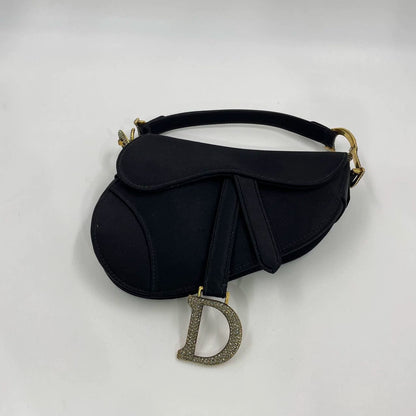 Dior Saddle Mini Silk Handbag Black with crystals Rovelle Bags