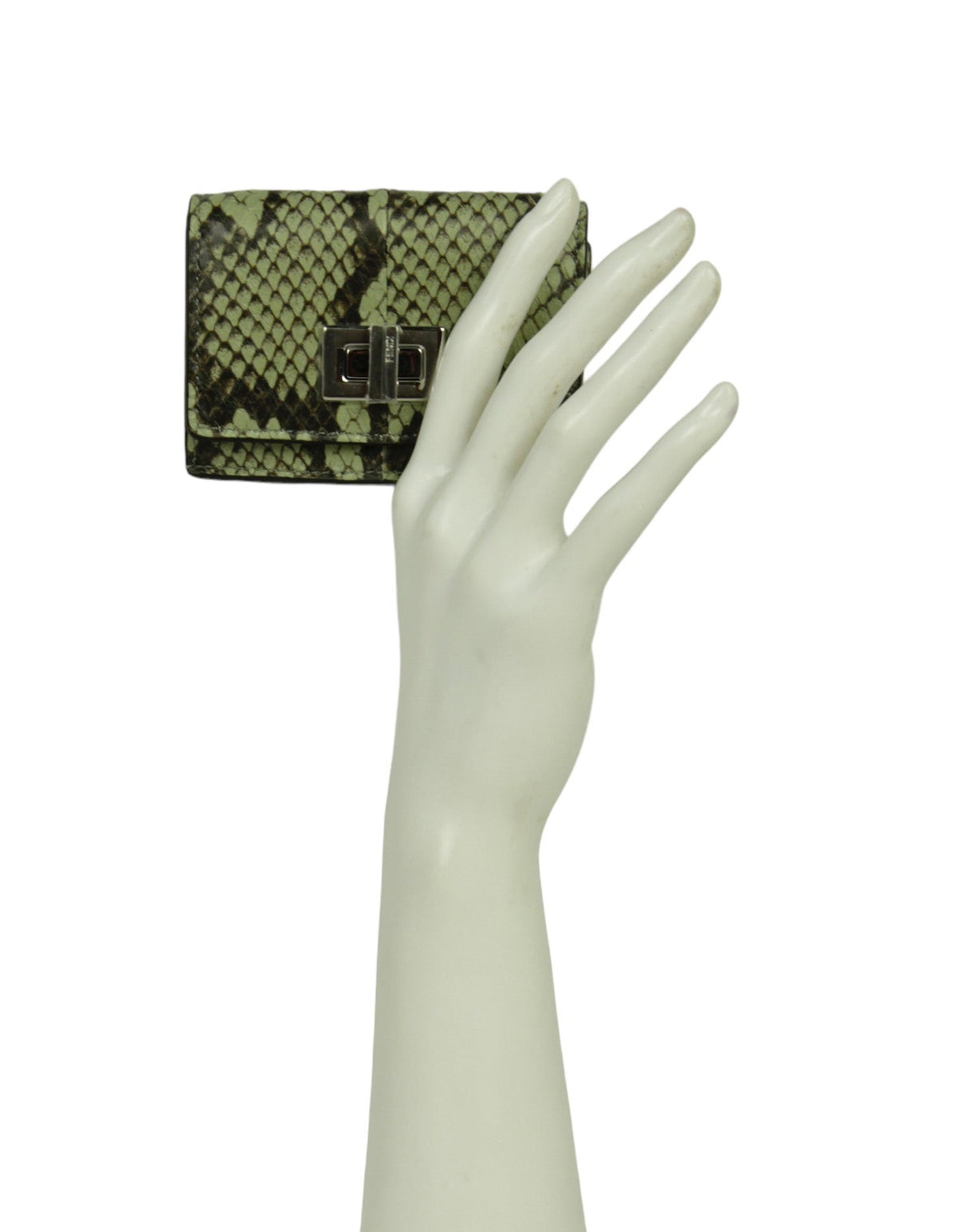 Fendi Green Tea Python Micro Trifold Wallet Rovelle Bags