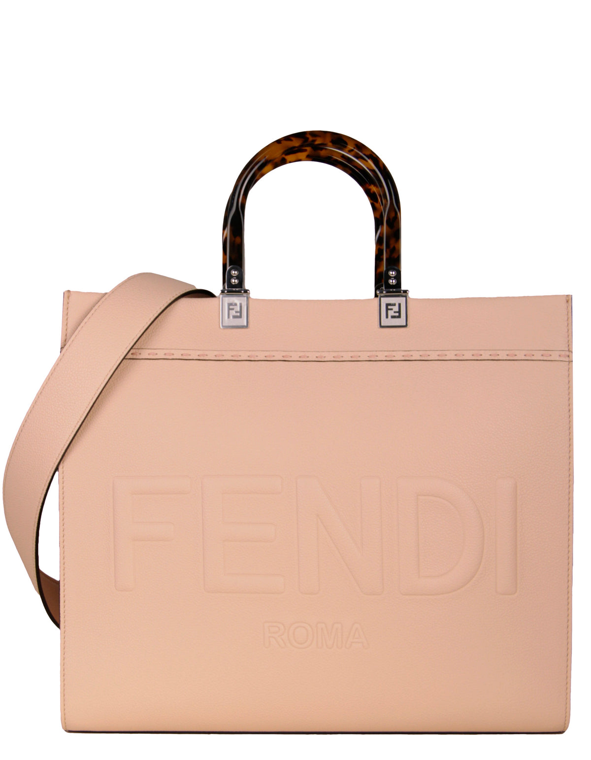 Fendi Light Rose Leather Plexiglass Medium Fendi Sunshine Shopper Tote Bag Rovelle Bags