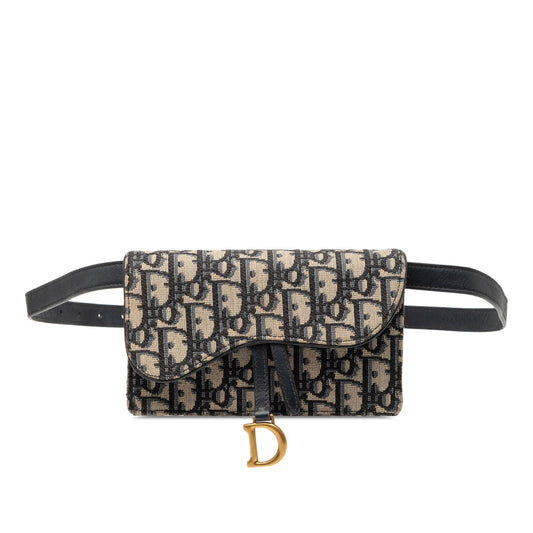 Blue Dior Oblique Canvas Saddle Belt Bag Rovelle Bags