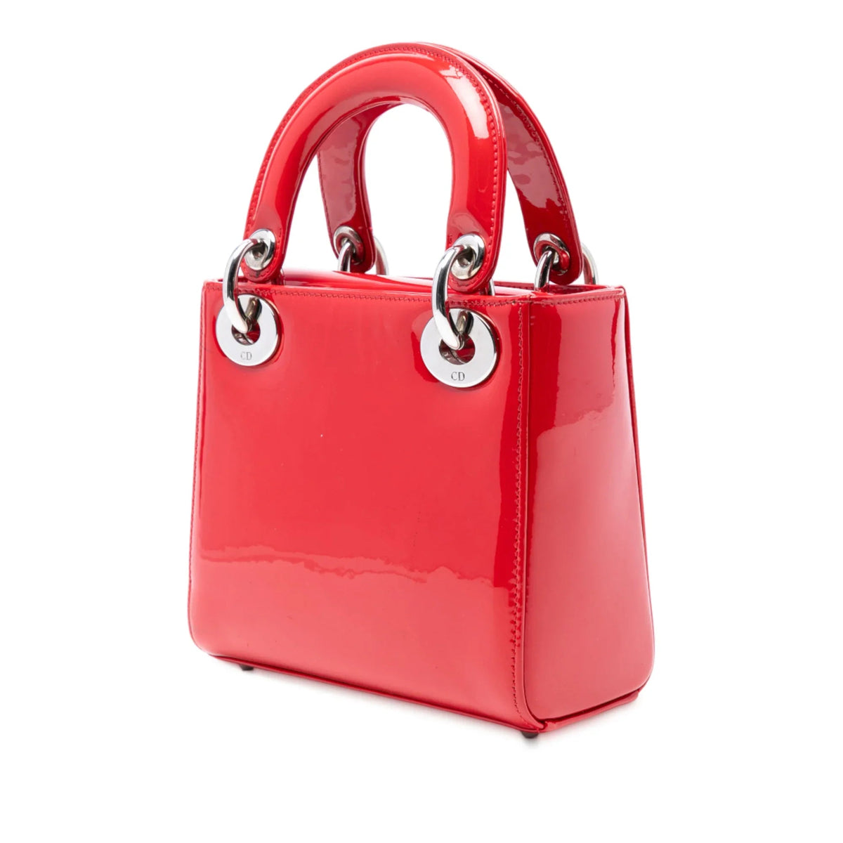 Red Dior Mini Patent Lady Dior Satchel Rovelle Bags