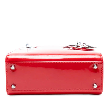 Red Dior Mini Patent Lady Dior Satchel Rovelle Bags