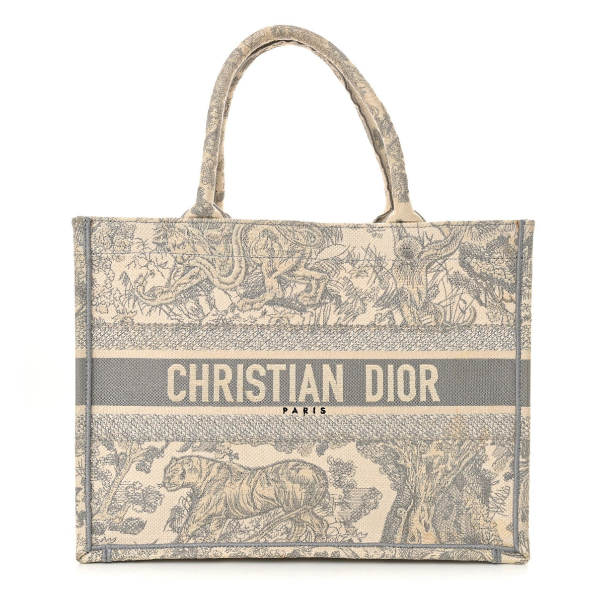 Christian Dior Canvas Embroidered Medium Dioriviera Toile De Jouy Book Tote Gray Rovelle Bags