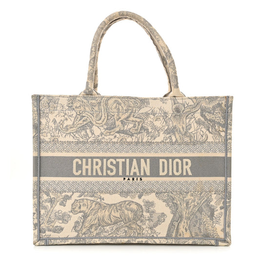Christian Dior Canvas Embroidered Medium Dioriviera Toile De Jouy Book Tote Gray Rovelle Bags
