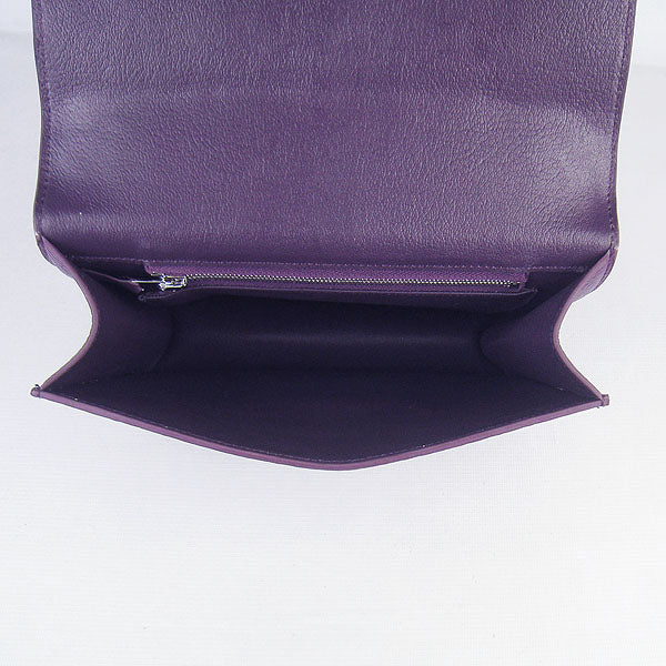 Luxury Hermes Constance Cowskin Leather Bag Purple Silver