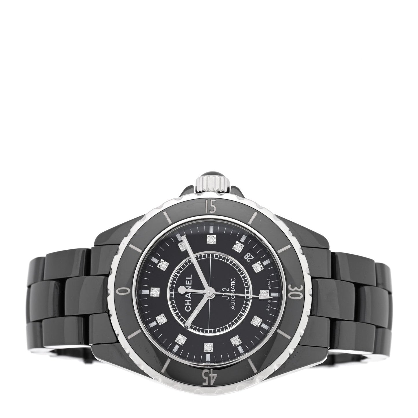 Stainless Steel Ceramic Diamond 38mm J12 Automatic Watch Black