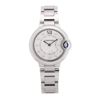Stainless Steel Diamond 33mm Ballon Bleu De Cartier Quartz Watch