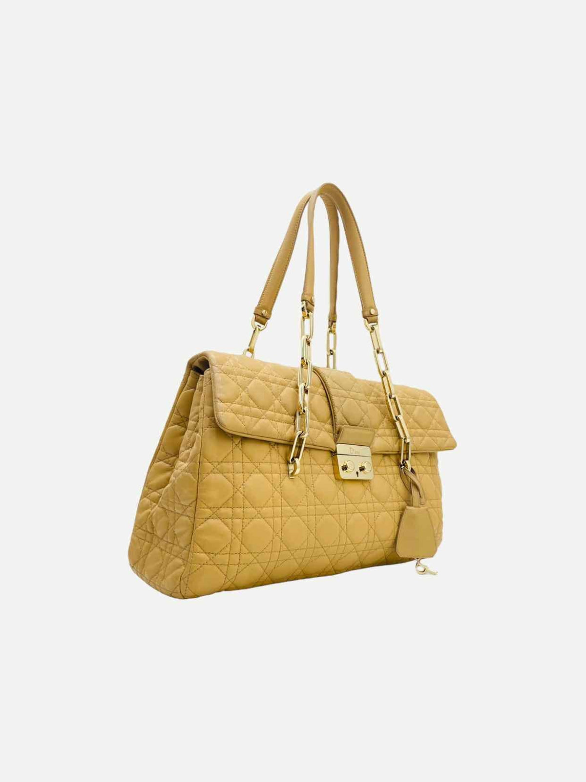 Dior Lock Flap Beige Cannage Satchel Rovelle Bags