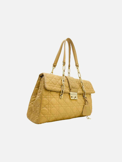 Dior Lock Flap Beige Cannage Satchel Rovelle Bags