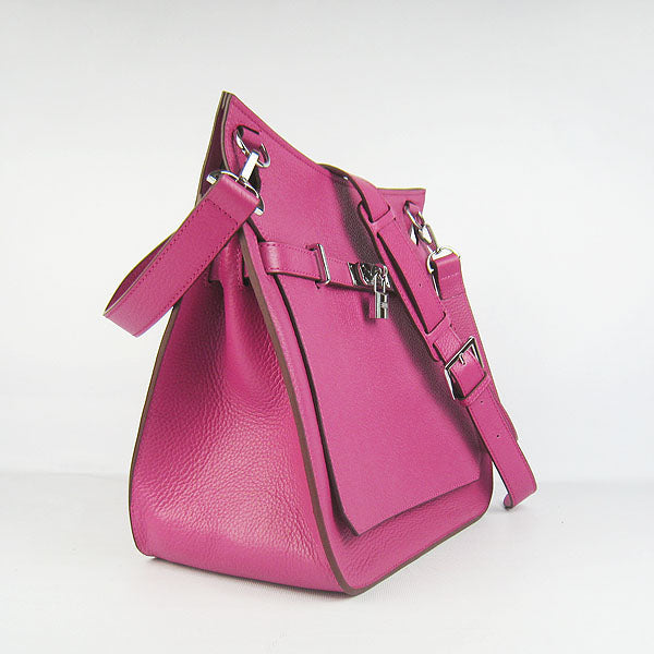 Luxury Hermes Leather Shoulder Bag Peach Silver