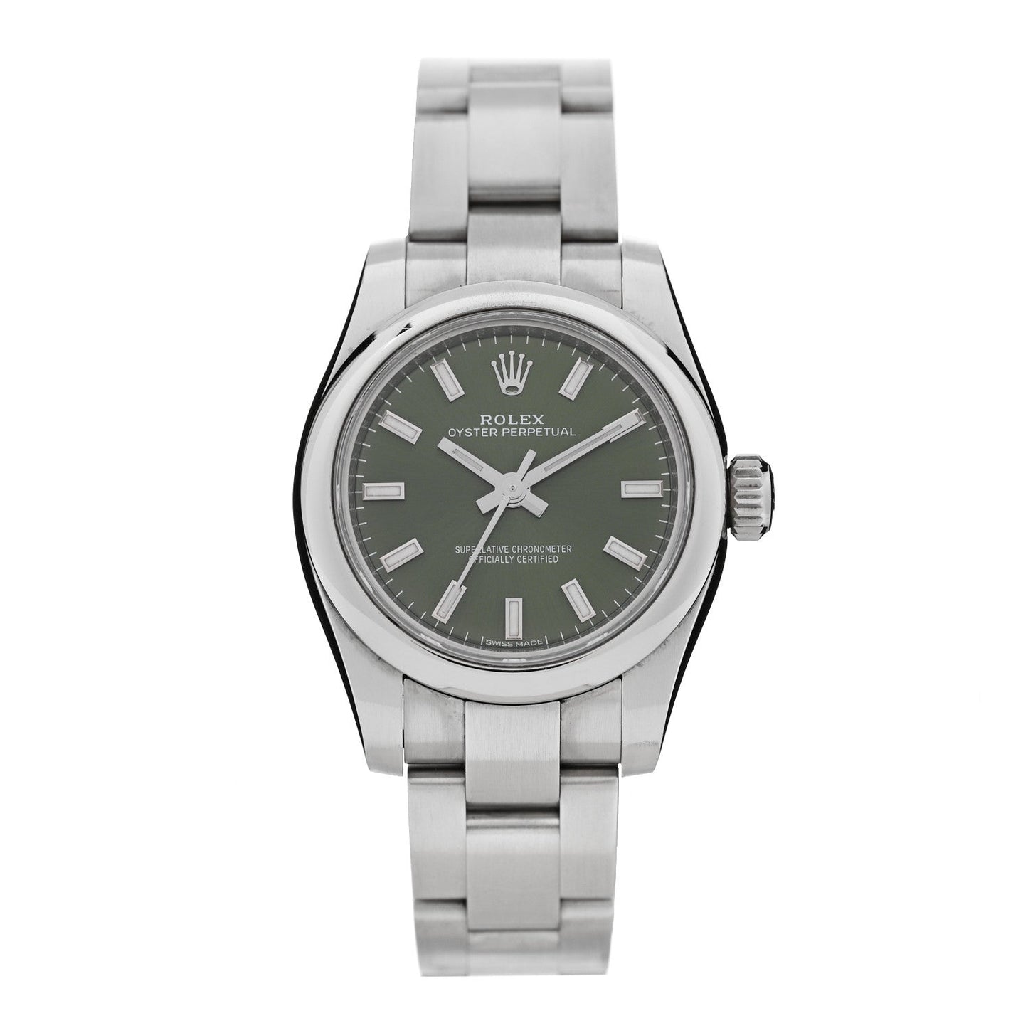 Stainless Steel 26mm Oyster Perpetual Watch Olive Green 176200