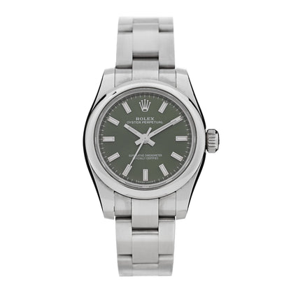 Stainless Steel 26mm Oyster Perpetual Watch Olive Green 176200