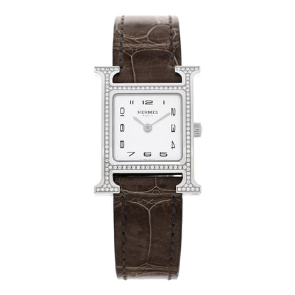Stainless Steel Alligator Diamond Bezel Mother of Pearl 21mm Heure H Hour Quartz Watch Gris Elephant