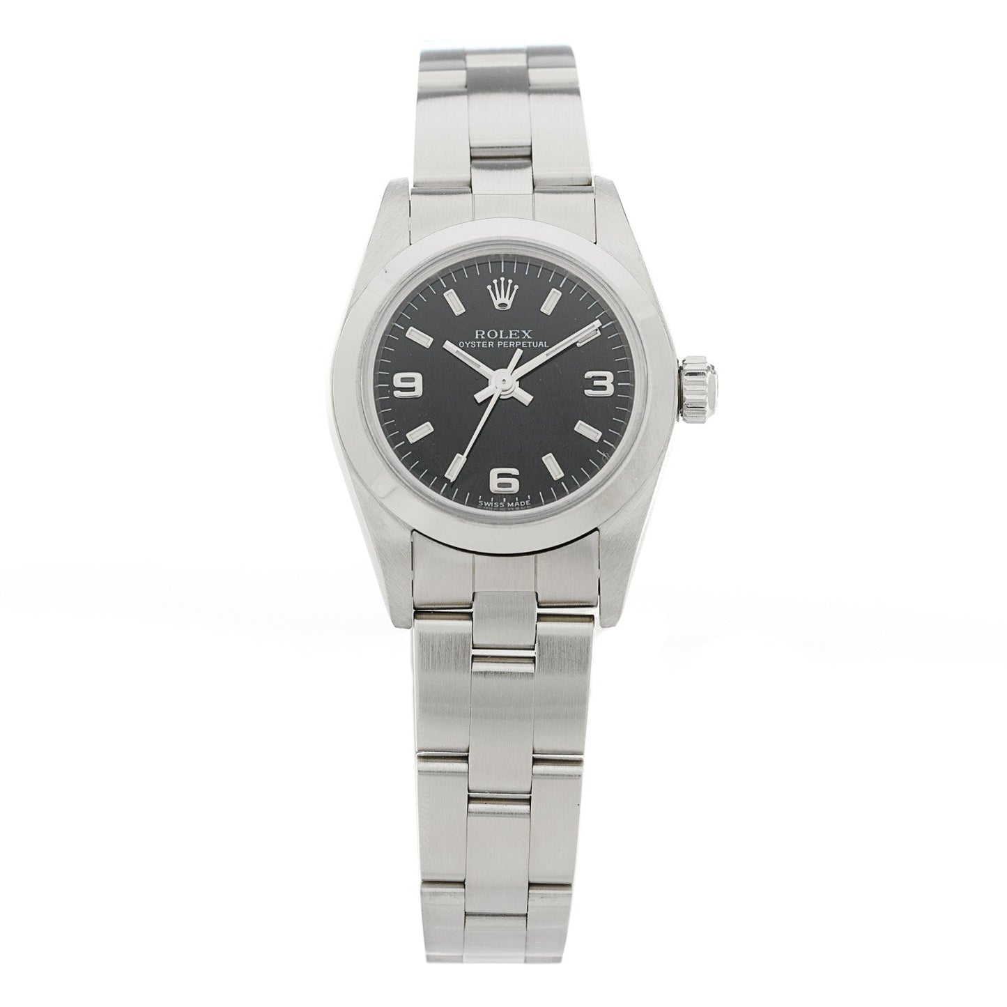 Stainless Steel 24mm Oyster Perpetual Watch Black 76080