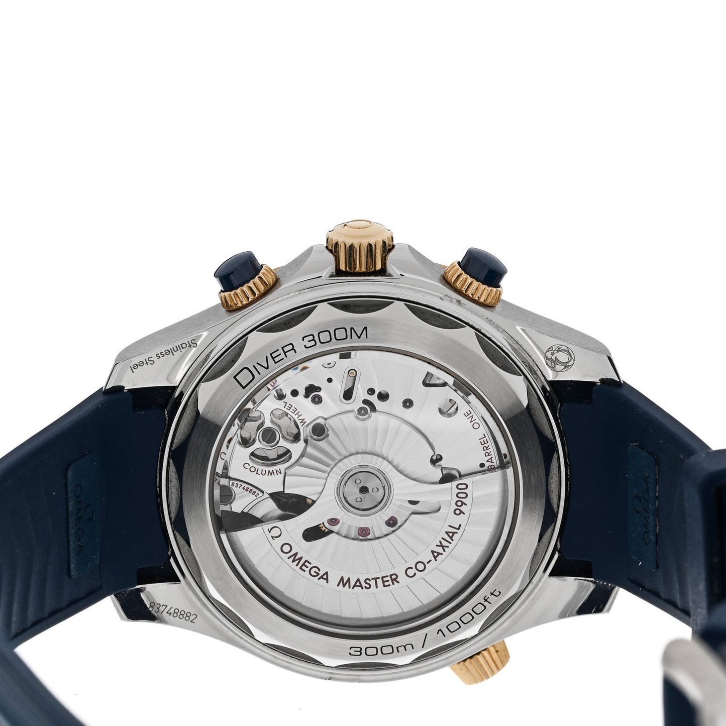 Stainless Steel 18K Yellow Gold Rubber 44mm Seamaster Diver 300M Co-Axial Master Chronometer Automatic Watch Blue 210.22.44.51.03.001