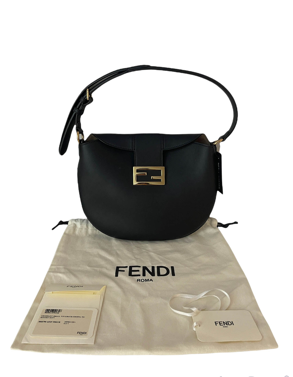 Fendi NEW 2021 Black Small Crescent Shoulder Bag Rovelle Bags