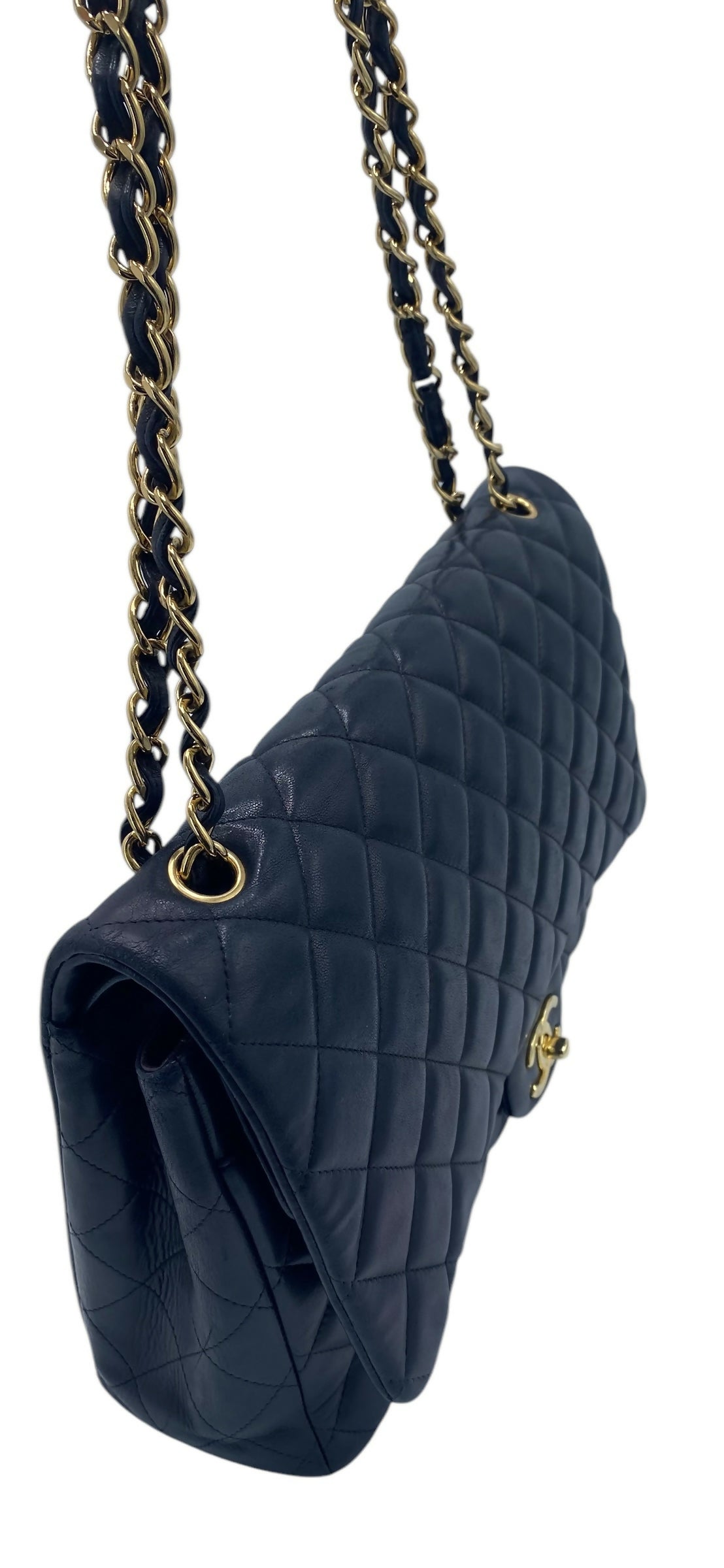 Chanel Maxi Dark Navy Lambskin Timeless Classic Double Flap Bag Gold Hardware Ghw Rovelle Bags