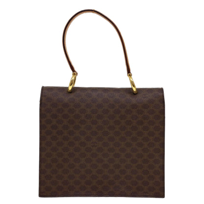 Luxury CELINE Macadam Canvas Hand Bag PVC Leather Brown 40087