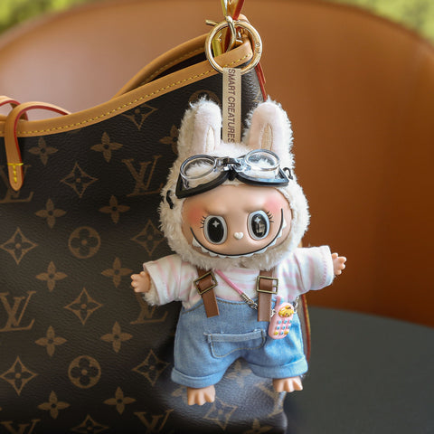 (Baby + clothes) Sitting party baby clothes plush vinyl face doll bag pendant girl gift