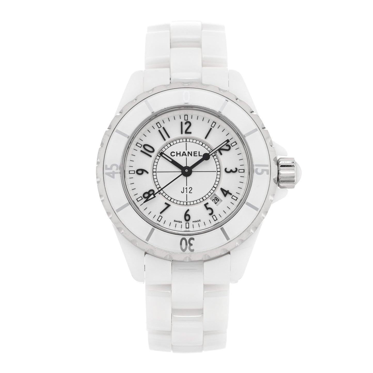 Stainless Steel Ceramic 33mm J12 Quartz Watch White