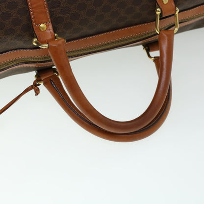 Luxury CELINE Macadam Canvas Boston Bag PVC Leather Brown 41216